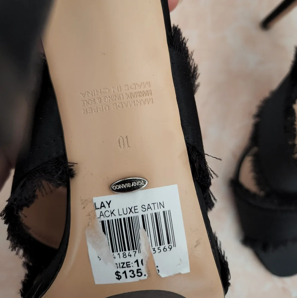 Tony Bianco Black Cross Strap Ribbon Heels - Picture 2 of 7